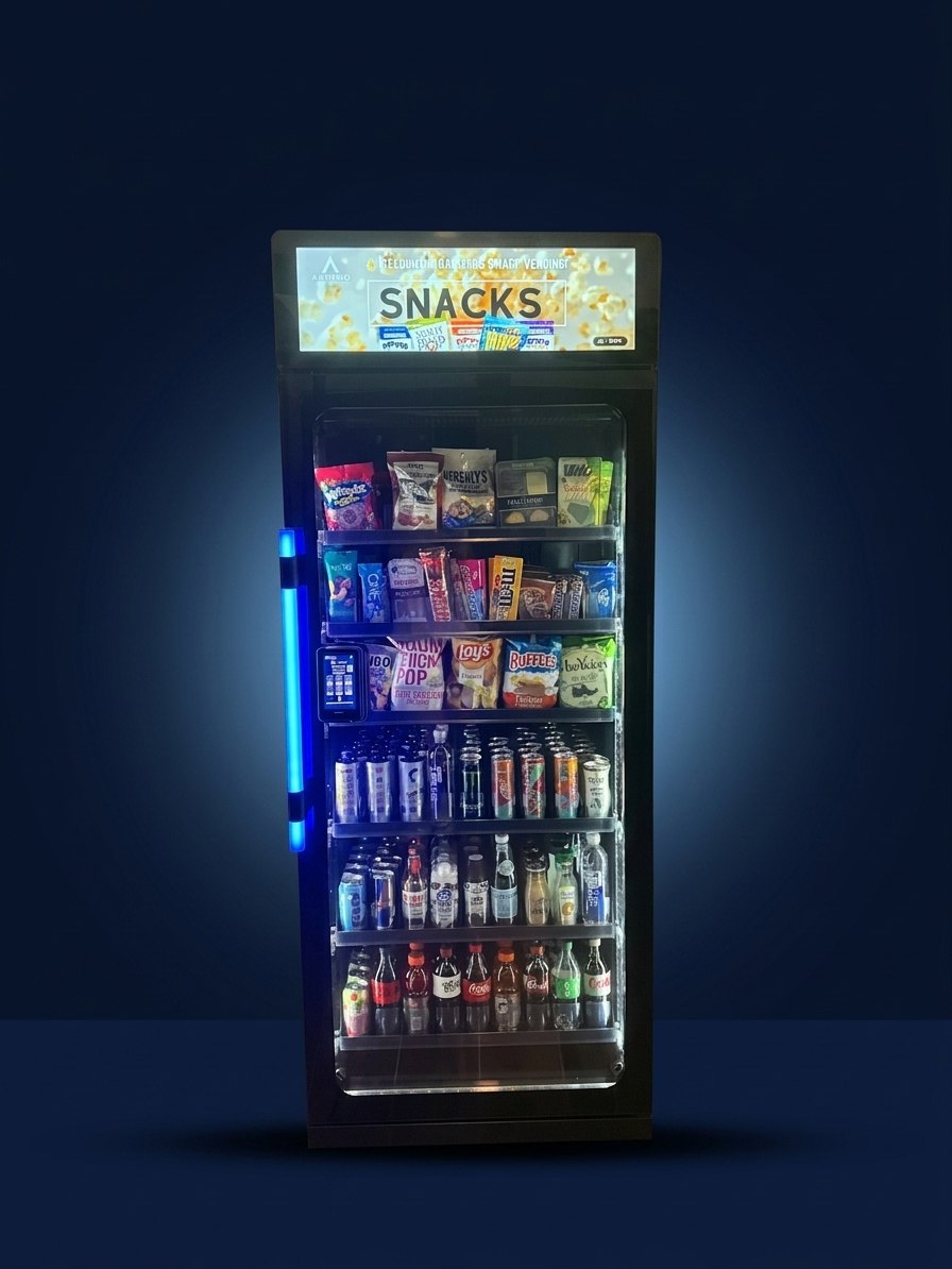 Vortex smart cooler stocked with drinks and snacks